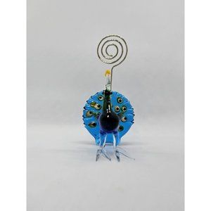 Murano Glass Peacock Placecard Holder